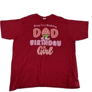 Tshirt Dad of The Birthday Girl  Berry First Birthday Red Size 3XL Strawberry